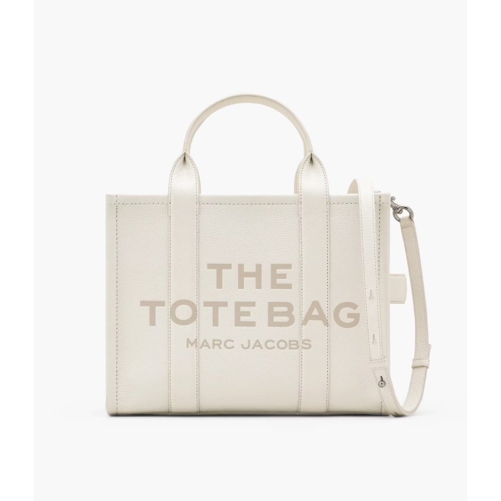 СУМКА MARC JACOBS THE LEATHER MEDIUM TOTE BAG COTTON/SILVER