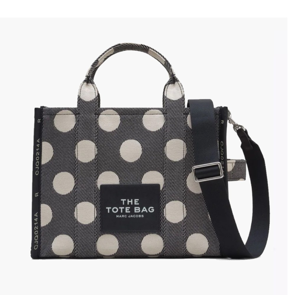 СУМКА MARC JACOBS THE SPOTS JACQUARD MEDIUM TOTE BAG BLACK/IVORY