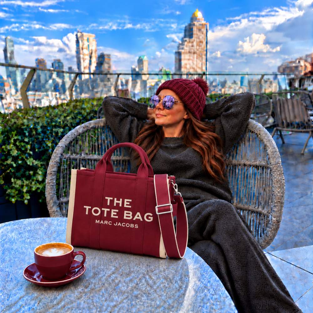 СУМКА MARC JACOBS THE JACQUARD MEDIUM TOTE BAG MERLOT