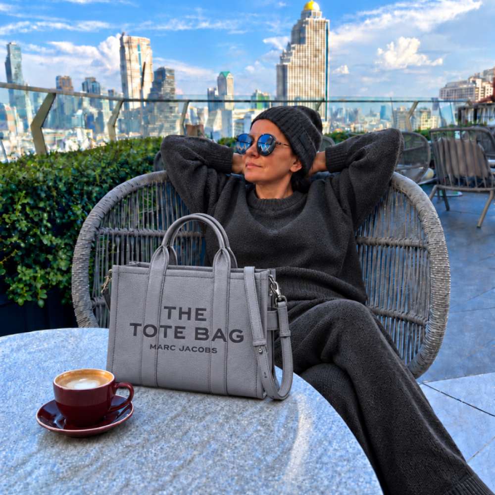 СУМКА MARC JACOBS THE LEATHER MEDIUM TOTE BAG WOLF GREY