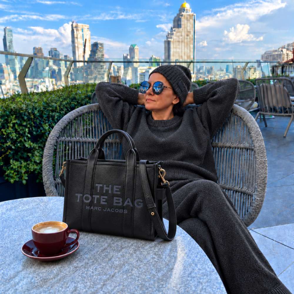 СУМКА MARC JACOBS THE LEATHER MEDIUM TOTE BAG BLACK