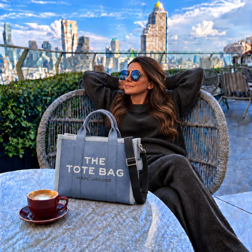 СУМКА MARC JACOBS THE COLORBLOCK MEDIUM TOTE BAG in BLUE SHADOW MULTI 