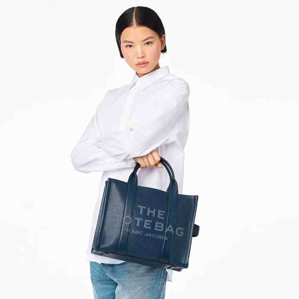 СУМКА MARC JACOBS THE LEATHER MEDIUM TOTE BAG BLUE SEA