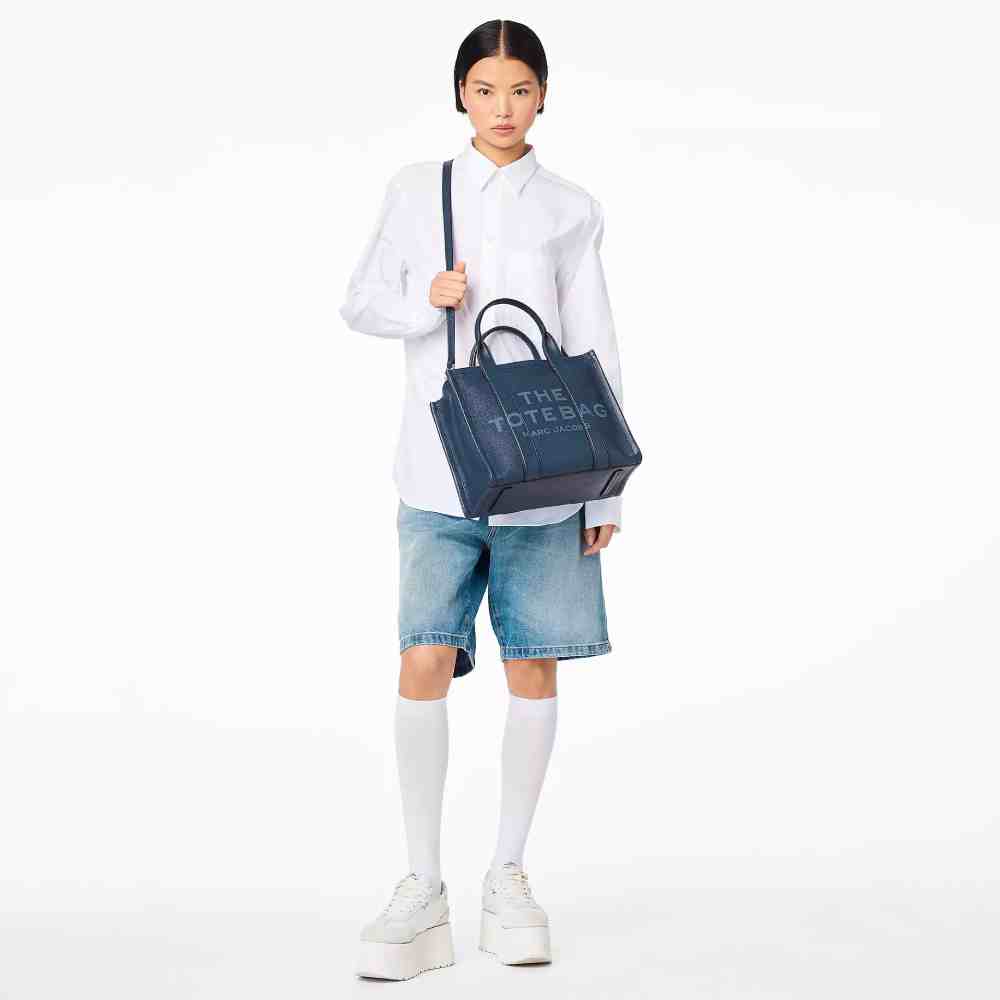 СУМКА MARC JACOBS THE LEATHER MEDIUM TOTE BAG BLUE SEA
